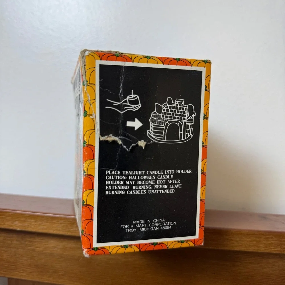 Vintage K-Mart Ceramic Halloween Candle‎ Holder Haunted House Tealight Display